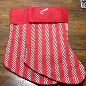 Red and White Striped Christmas Stockings